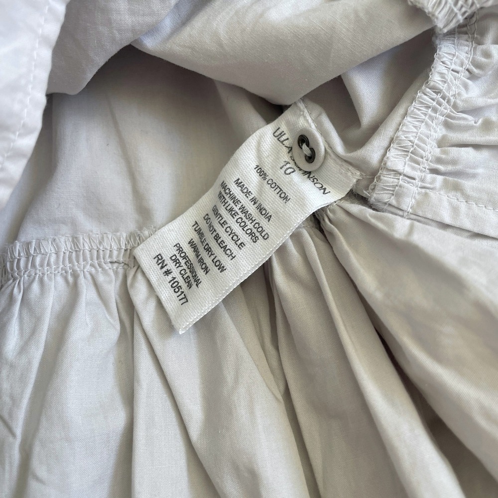 Ulla Johnson Sena Tiered Flutter-Sleeve Ruffle Dress in Dove Light Gray Size 10 - Picture 11 of 13